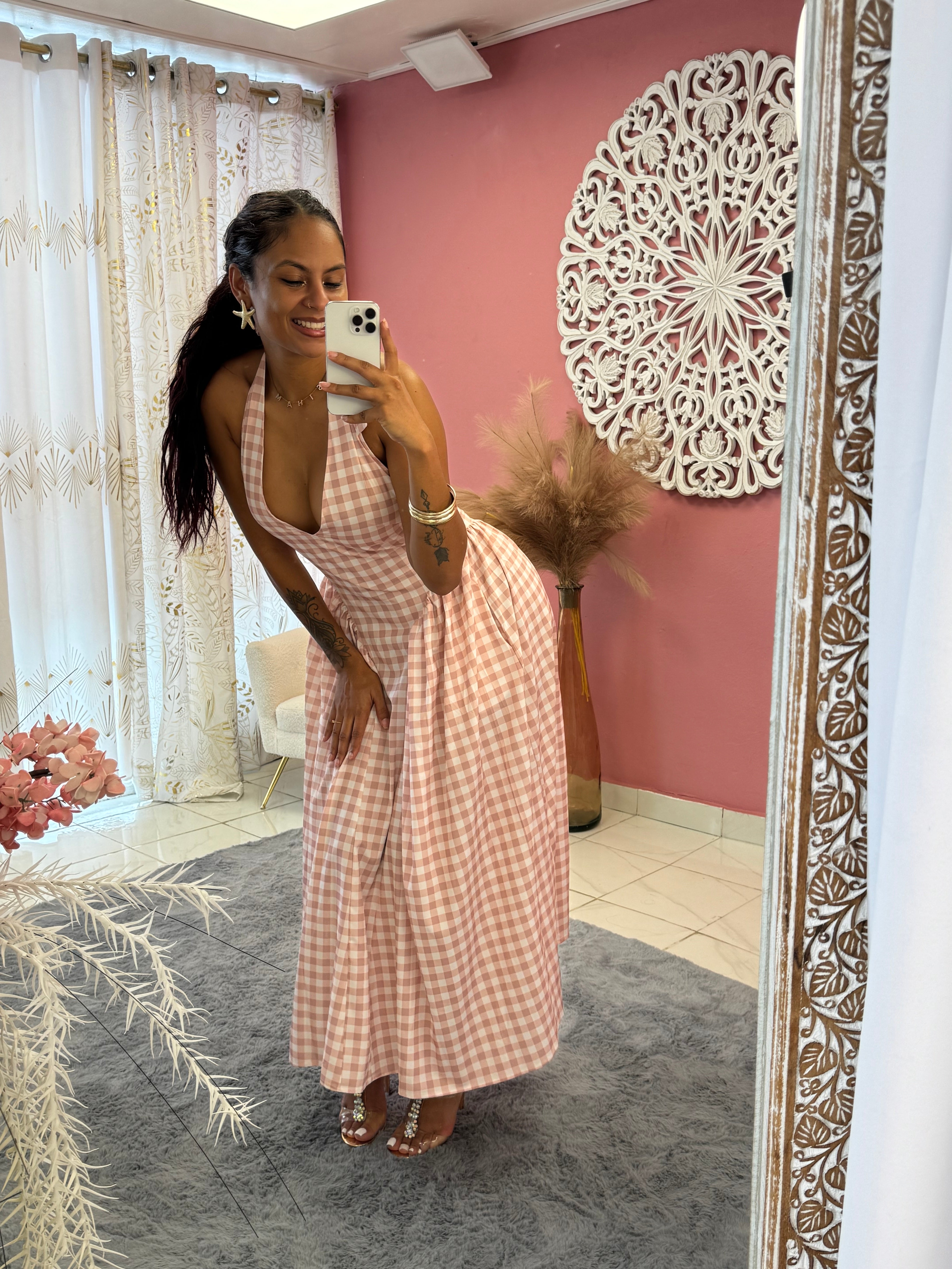 robe longue à carreaux vichy