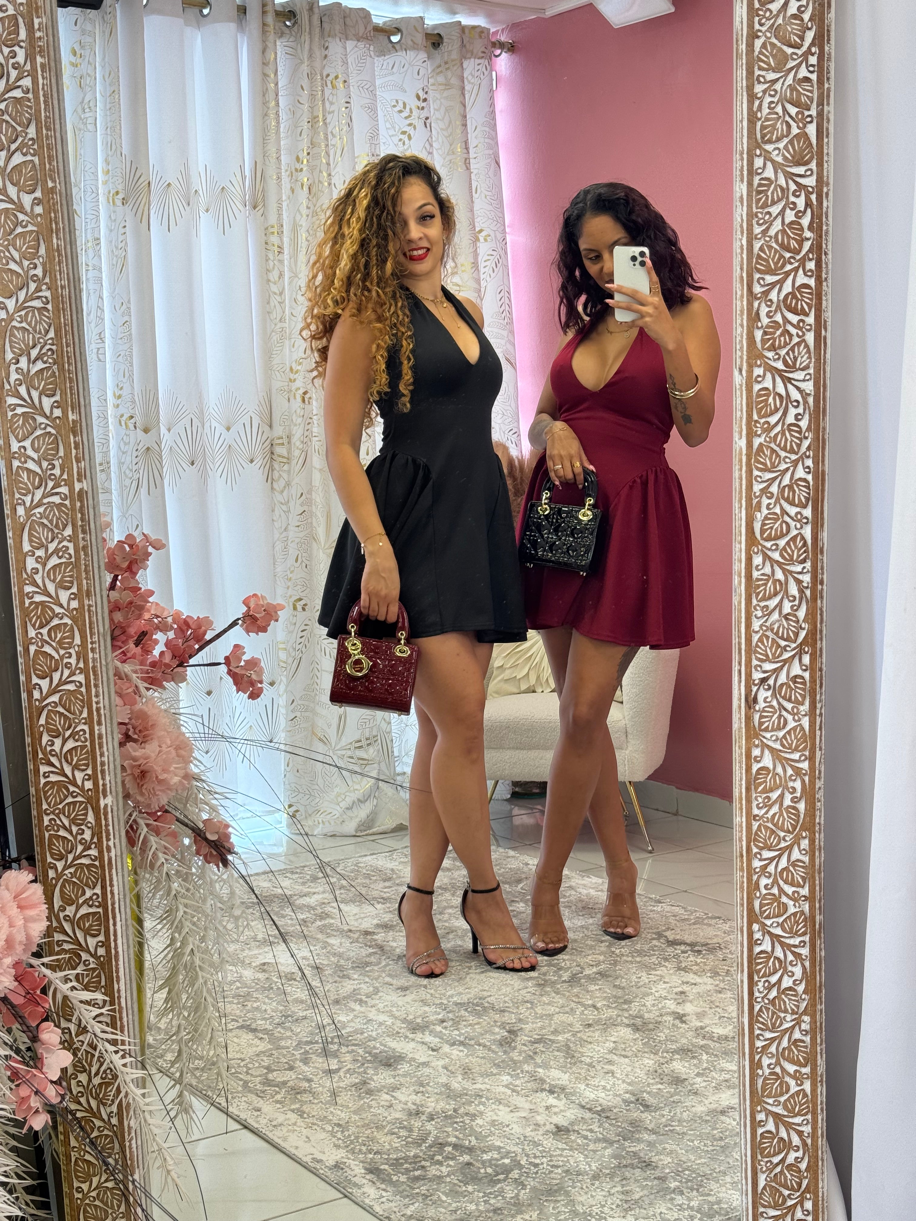 Robe de soirée col en V dos nu