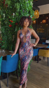 Robe maxi dos nu à lacets à col en V